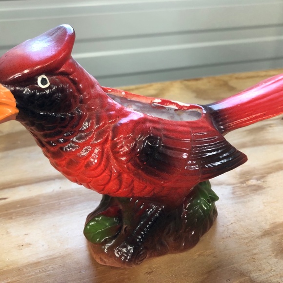 VTG 1960s/70s Hand Painted Cardinal Ceramic Planter~ Wildlife Bird Home Decor - Picture 9 of 10